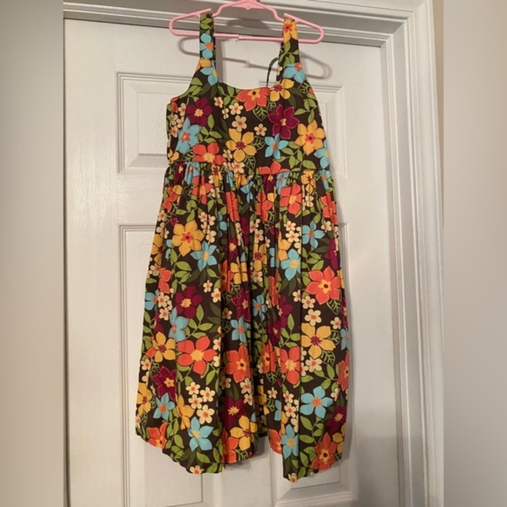 Gymboree Spring Vacation Dress Brown Orange Yellow Pink Flowers